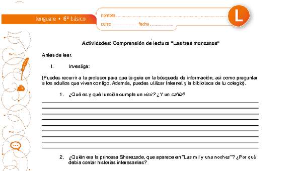 Comprensión de lectura Las tres manzanas Comprensión de lectura Las tres manzanas