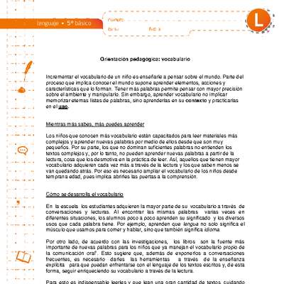 Orientación pedagógica: Vocabulario Orientación pedagógica: Vocabulario