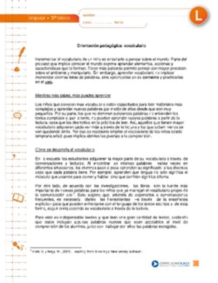 Orientación pedagógica: Vocabulario Orientación pedagógica: Vocabulario