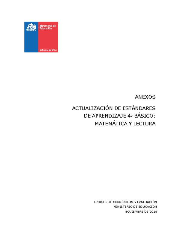 Anexos Actualización de Estándares de Aprendizaje para 4º básico