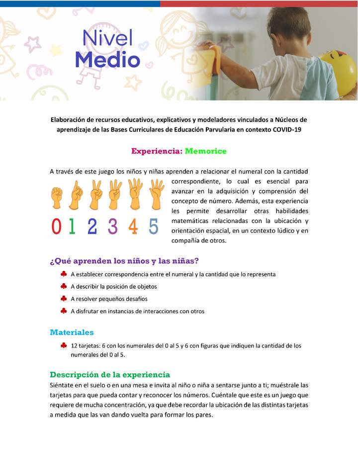 Experiencia educativa: Memorice Experiencia educativa: Memorice