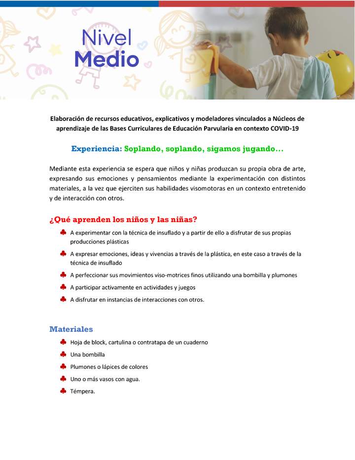 Experiencia: Soplando, soplando, sigamos jugando... Experiencia: Soplando, soplando, sigamos jugando...