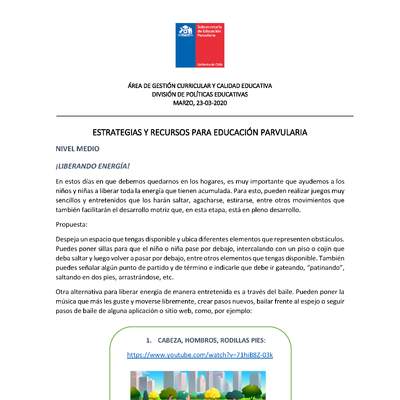 Estrategias y recursos para educación parvularia Estrategias y recursos para educación parvularia