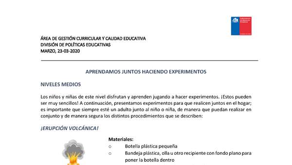 Aprendamos juntos realizando experimentos Aprendamos juntos realizando experimentos