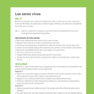 Ejemplo Evaluación Programas - OA01 - Los seres vivos Ejemplo Evaluación Programas - OA01 - Los seres vivos