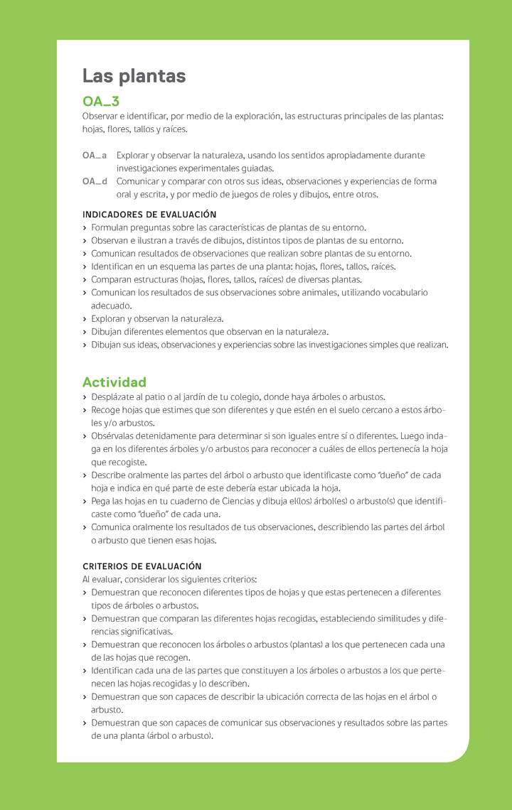 Ejemplo Evaluación Programas - OA03 - Las plantas Ejemplo Evaluación Programas - OA03 - Las plantas