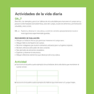 Ejemplo Evaluación Programas - OA07 - Actividades de la vida diaria Ejemplo Evaluación Programas - OA07 - Actividades de la vida diaria