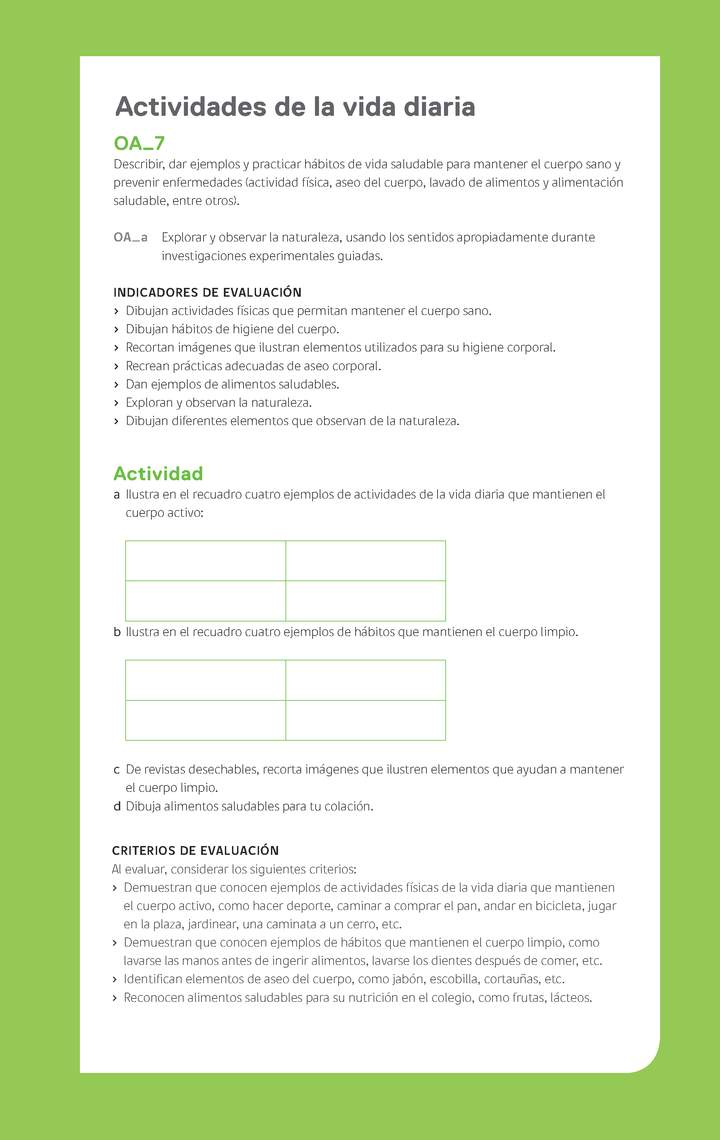 Ejemplo Evaluación Programas - OA07 - Actividades de la vida diaria Ejemplo Evaluación Programas - OA07 - Actividades de la vida diaria