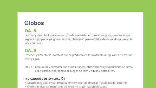 Ejemplo Evaluación Programas - OA08 - OA09 - Globos Ejemplo Evaluación Programas - OA08 - OA09 - Globos
