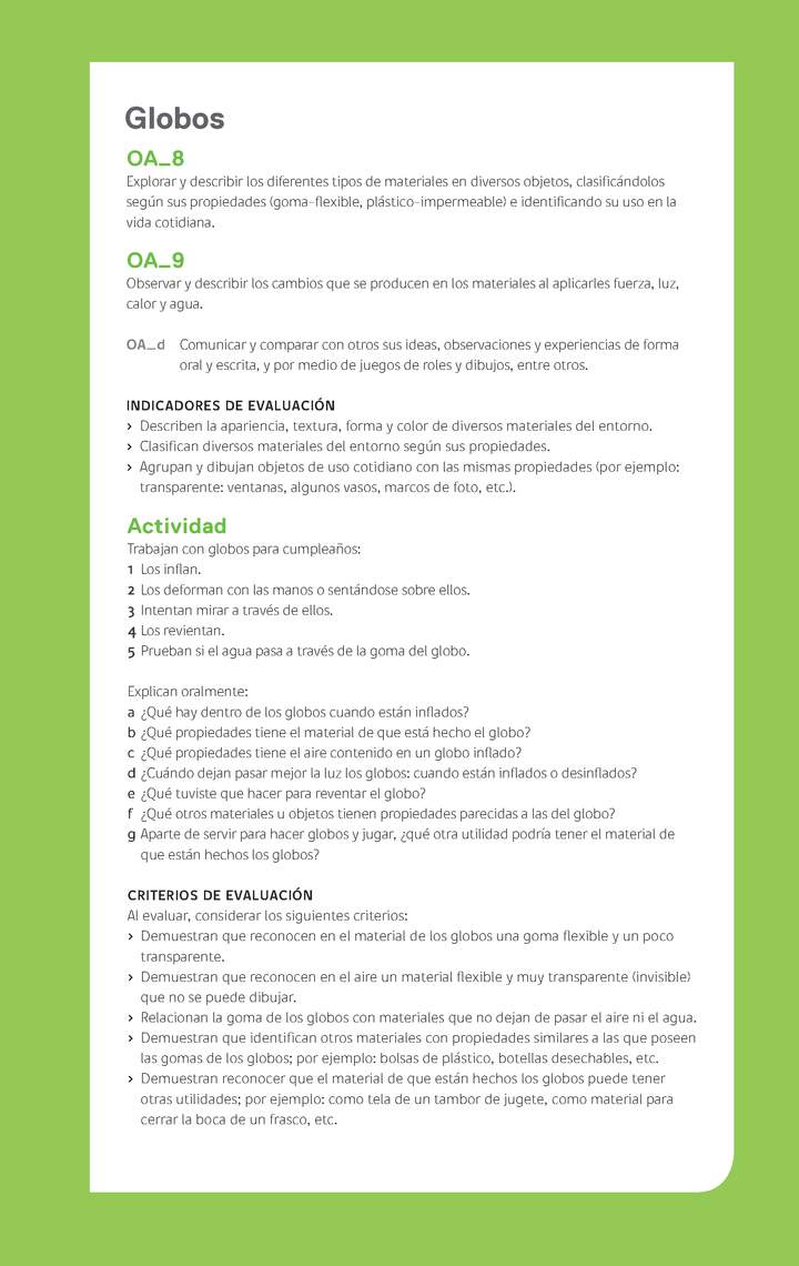 Ejemplo Evaluación Programas - OA08 - OA09 - Globos Ejemplo Evaluación Programas - OA08 - OA09 - Globos