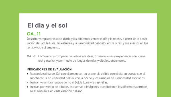 Ejemplo Evaluación Programas - OA11 - El día y el sol Ejemplo Evaluación Programas - OA11 - El día y el sol
