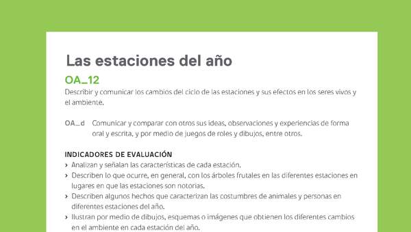Ejemplo Evaluación Programas - OA12 - Las estaciones del año 2 Ejemplo Evaluación Programas - OA12 - Las estaciones del año 2