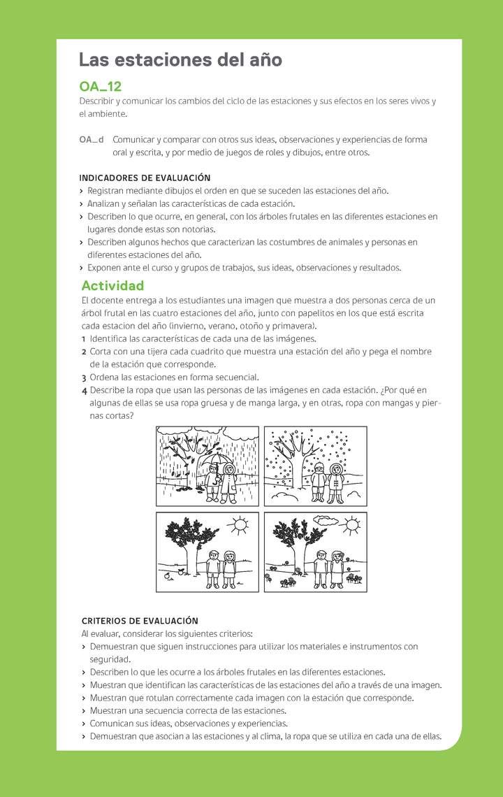 Ejemplo Evaluación Programas - OA12 - Las estaciones del año Ejemplo Evaluación Programas - OA12 - Las estaciones del año