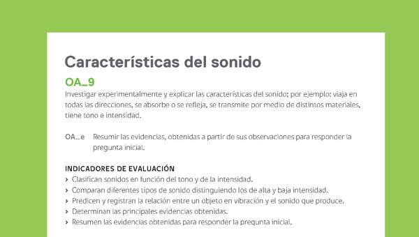 Ejemplo Evaluación Programas - OA09 - Características del sonido Ejemplo Evaluación Programas - OA09 - Características del sonido