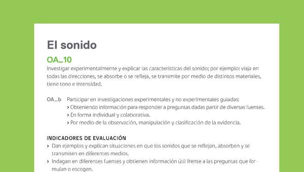 Ejemplo Evaluación Programas - OA10 - El sonido Ejemplo Evaluación Programas - OA10 - El sonido