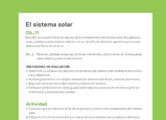 Ejemplo Evaluación Programas - OA11 - El sistema solar Ejemplo Evaluación Programas - OA11 - El sistema solar