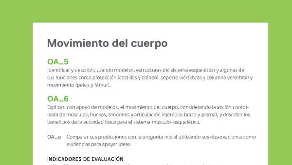 Ejemplo Evaluación Programas - OA05 - OA06 - Movimiento del cuerpo Ejemplo Evaluación Programas - OA05 - OA06 - Movimiento del cuerpo