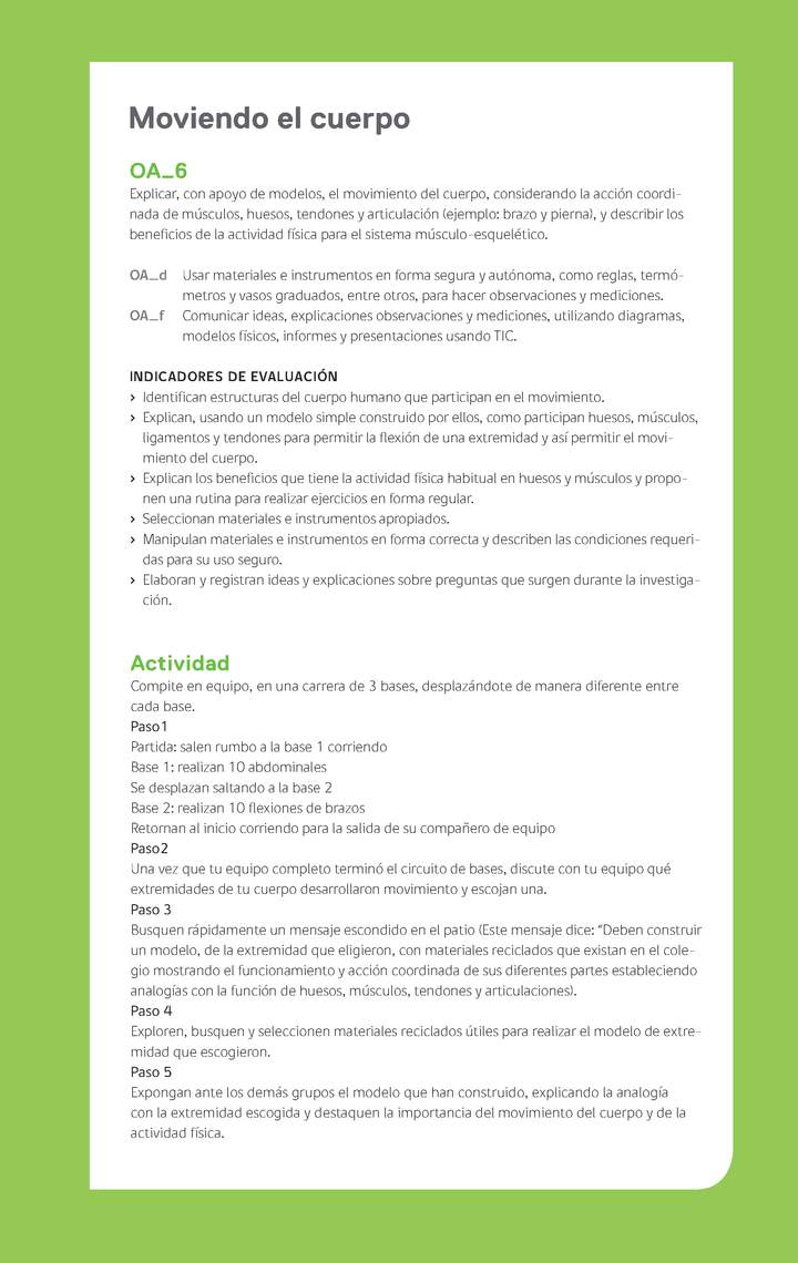 Ejemplo Evaluación Programas - OA06 - Moviendo el cuerpo Ejemplo Evaluación Programas - OA06 - Moviendo el cuerpo