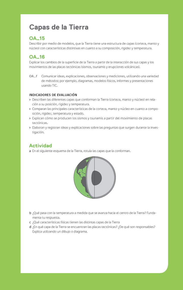 Ejemplo Evaluación Programas - OA15 - OA16 - Capas de la Tierra Ejemplo Evaluación Programas - OA15 - OA16 - Capas de la Tierra