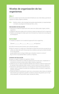 Ejemplo Evaluación Programas - OA01 - Niveles de organización de los organismos Ejemplo Evaluación Programas - OA01 - Niveles de organización de los organismos