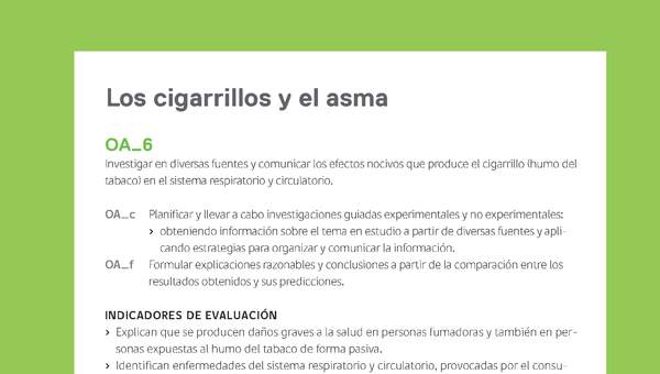 Ejemplo Evaluación Programas - OA06 - Los cigarrillos y el asma Ejemplo Evaluación Programas - OA06 - Los cigarrillos y el asma