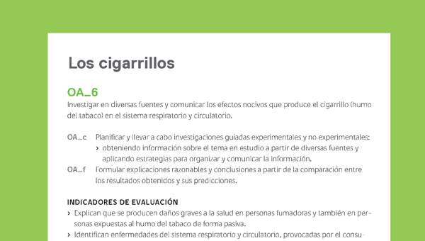 Ejemplo Evaluación Programas - OA06 - Los cigarrillos Ejemplo Evaluación Programas - OA06 - Los cigarrillos