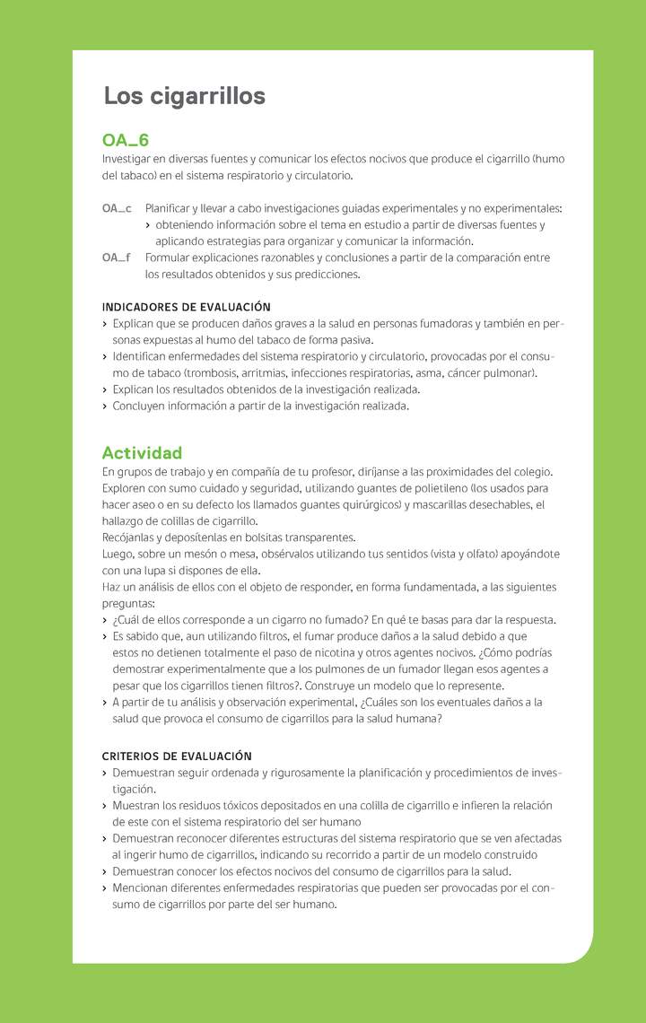 Ejemplo Evaluación Programas - OA06 - Los cigarrillos Ejemplo Evaluación Programas - OA06 - Los cigarrillos