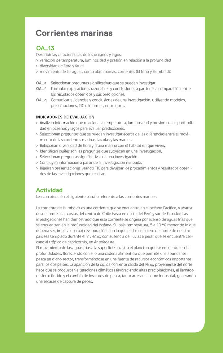 Ejemplo Evaluación Programas - OA13 - Corrientes marinas Ejemplo Evaluación Programas - OA13 - Corrientes marinas