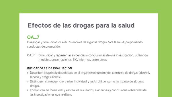 Ejemplo Evaluación Programas - OA07 - Efectos de las drogas para la salud Ejemplo Evaluación Programas - OA07 - Efectos de las drogas para la salud