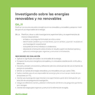 Ejemplo Evaluación Programas - OA11 - Investigando sobre las energías renovables y no renovables Ejemplo Evaluación Programas - OA11 - Investigando sobre las energías renovables y no renovables