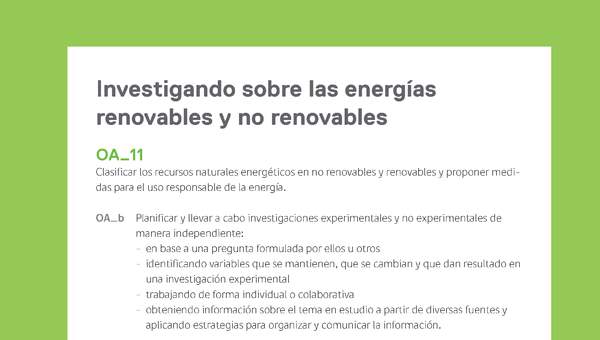Ejemplo Evaluación Programas - OA11 - Investigando sobre las energías renovables y no renovables Ejemplo Evaluación Programas - OA11 - Investigando sobre las energías renovables y no renovables