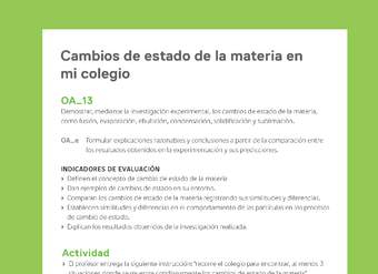 Ejemplo Evaluación Programas - OA13 - Cambios de estado de la materia en mi colegio Ejemplo Evaluación Programas - OA13 - Cambios de estado de la materia en mi colegio