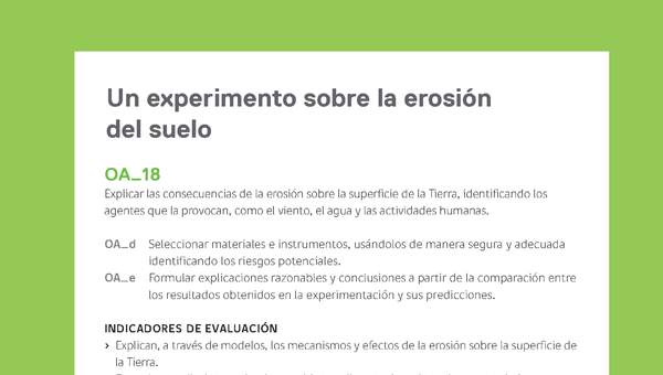 Ejemplo Evaluación Programas - OA18 - Un experimento sobre la erosión del suelo Ejemplo Evaluación Programas - OA18 - Un experimento sobre la erosión del suelo