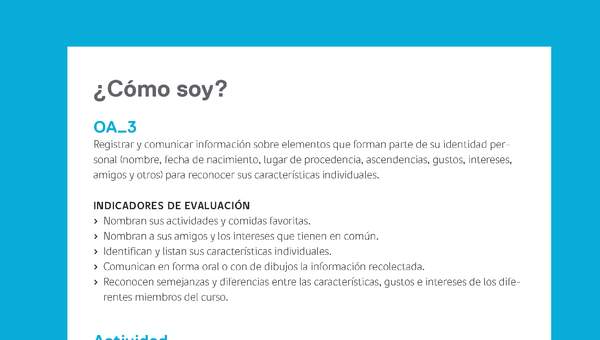 Ejemplo Evaluación Programas - OA03 - ¿Cómo soy? Ejemplo Evaluación Programas - OA03 - ¿Cómo soy?