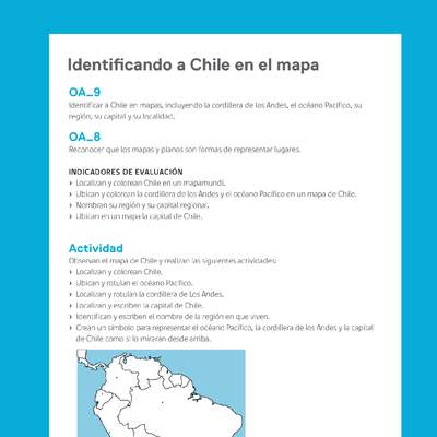 Ejemplo Evaluación Programas - OA08 - OA09 - Identificando a Chile en el mapa Ejemplo Evaluación Programas - OA08 - OA09 - Identificando a Chile en el mapa
