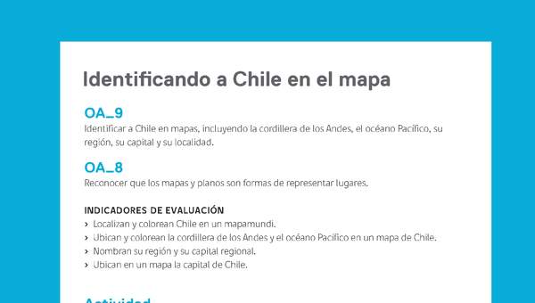 Ejemplo Evaluación Programas - OA08 - OA09 - Identificando a Chile en el mapa Ejemplo Evaluación Programas - OA08 - OA09 - Identificando a Chile en el mapa