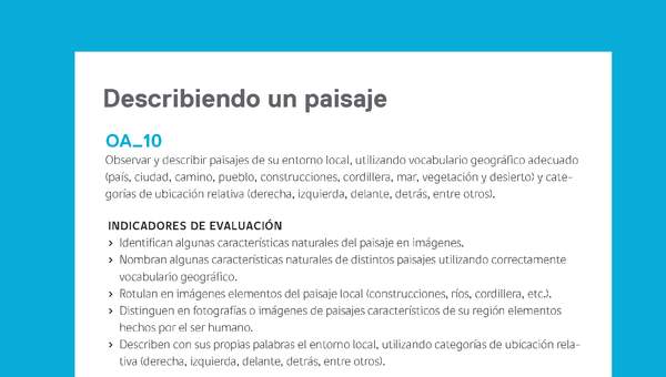 Evaluación Programa HI01 - OA10: Describiendo un paisaje Evaluación Programa HI01 - OA10: Describiendo un paisaje