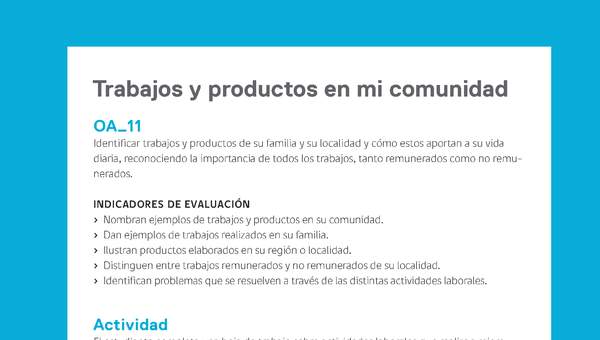 Ejemplo Evaluación Programas - OA11 - Trabajos y productos en mi comunidad Ejemplo Evaluación Programas - OA11 - Trabajos y productos en mi comunidad