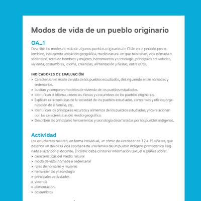 Ejemplo Evaluación Programas - OA01 - Modos de vida de un pueblo originario Ejemplo Evaluación Programas - OA01 - Modos de vida de un pueblo originario