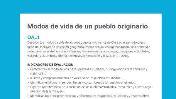 Ejemplo Evaluación Programas - OA01 - Modos de vida de un pueblo originario Ejemplo Evaluación Programas - OA01 - Modos de vida de un pueblo originario