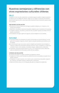 Ejemplo Evaluación Programas - OA02 - Nuestras semejanzas y diferencias con otras expresiones culturales chilenas Ejemplo Evaluación Programas - OA02 - Nuestras semejanzas y diferencias con otras expresiones culturales chilenas