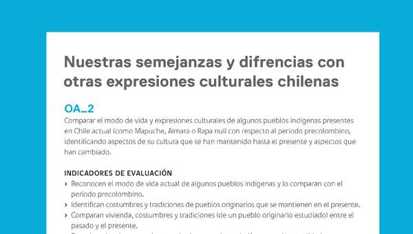 Ejemplo Evaluación Programas - OA02 - Nuestras semejanzas y diferencias con otras expresiones culturales chilenas Ejemplo Evaluación Programas - OA02 - Nuestras semejanzas y diferencias con otras expresiones culturales chilenas