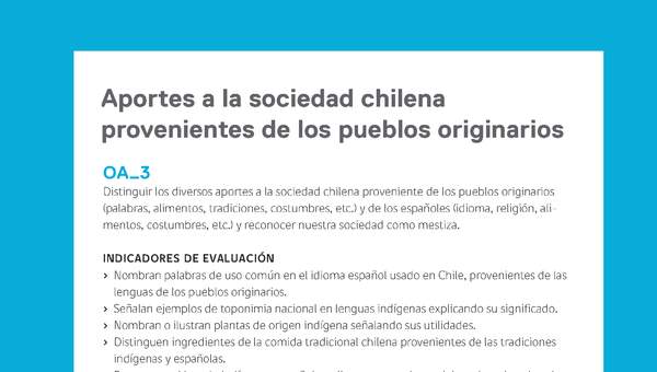 Ejemplo Evaluación Programas - OA03 - Aportes a la sociedad chilena provenientes de los pueblos originarios Ejemplo Evaluación Programas - OA03 - Aportes a la sociedad chilena provenientes de los pueblos originarios