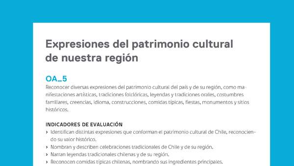 Ejemplo Evaluación Programas - OA05 - Expresiones del patrimonio cultural de nuestra región Ejemplo Evaluación Programas - OA05 - Expresiones del patrimonio cultural de nuestra región