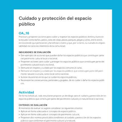 Ejemplo Evaluación Programas - OA16 - Cuidado y protección del espacio público Ejemplo Evaluación Programas - OA16 - Cuidado y protección del espacio público