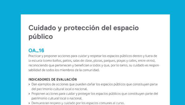 Ejemplo Evaluación Programas - OA16 - Cuidado y protección del espacio público Ejemplo Evaluación Programas - OA16 - Cuidado y protección del espacio público