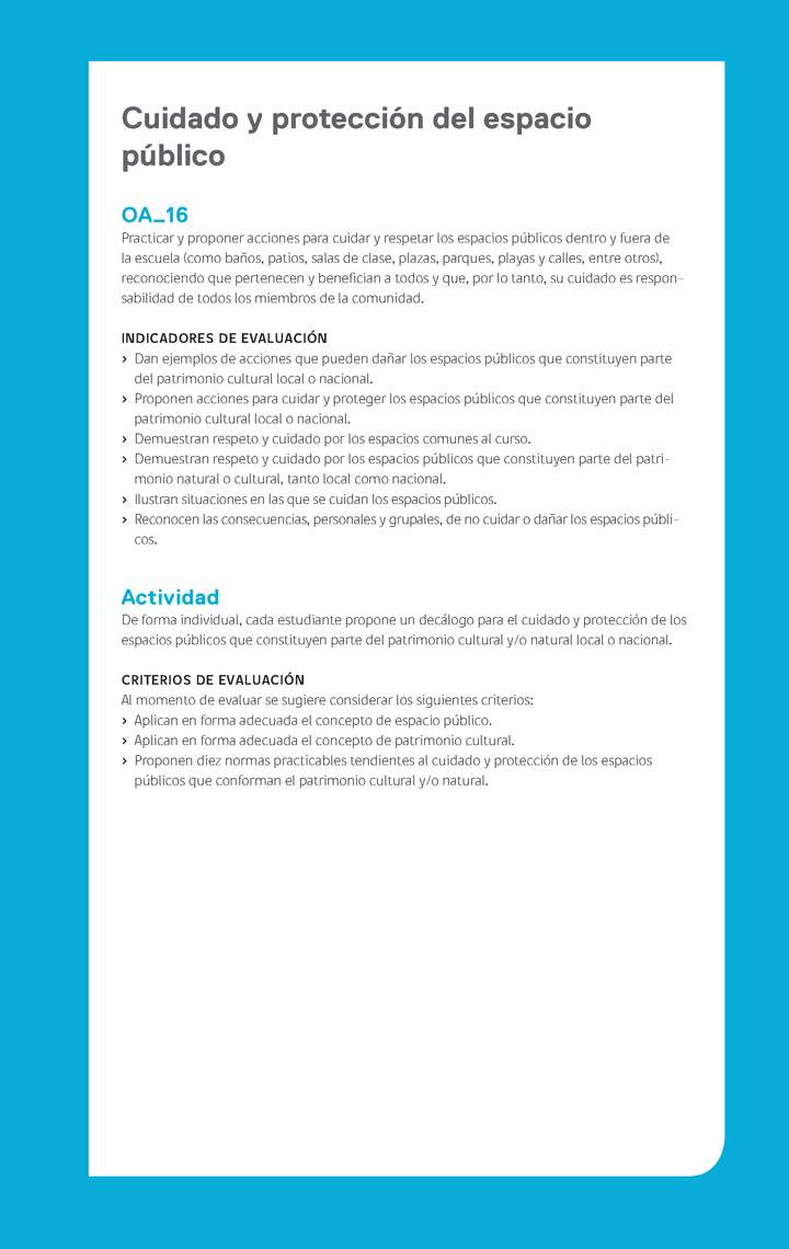 Ejemplo Evaluación Programas - OA16 - Cuidado y protección del espacio público Ejemplo Evaluación Programas - OA16 - Cuidado y protección del espacio público