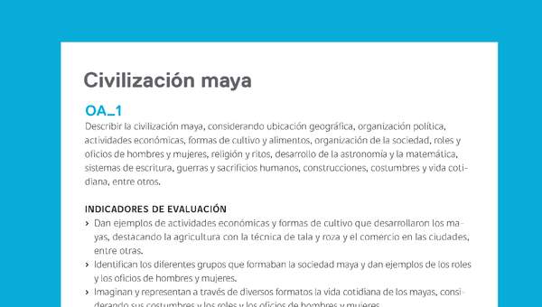 Ejemplo Evaluación Programas - OA01 - Civilización maya Ejemplo Evaluación Programas - OA01 - Civilización maya