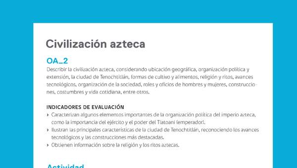 Ejemplo Evaluación Programas - OA02 - Civilización azteca Ejemplo Evaluación Programas - OA02 - Civilización azteca