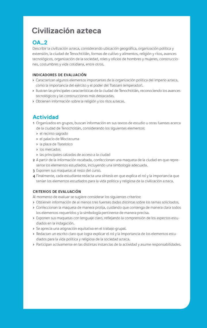 Ejemplo Evaluación Programas - OA02 - Civilización azteca Ejemplo Evaluación Programas - OA02 - Civilización azteca